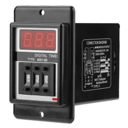 ASY-3D AC 220V Delayed DPDT Digital Time Relay - 99.9M - 1