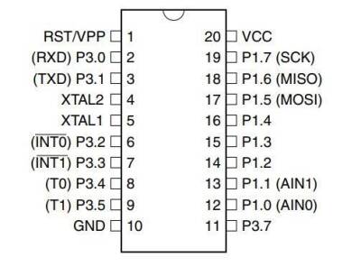 AT89S4051-24PU DIP-20 24MHz Microcontroller - 2