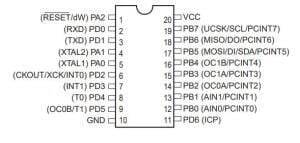 ATTINY2313V-10PU DIP-20 10MHz Mikrodenetleyici - 2