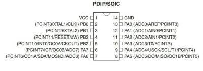 ATTINY24-20PU DIP-14 20MHz Mikrodenetleyici - 2