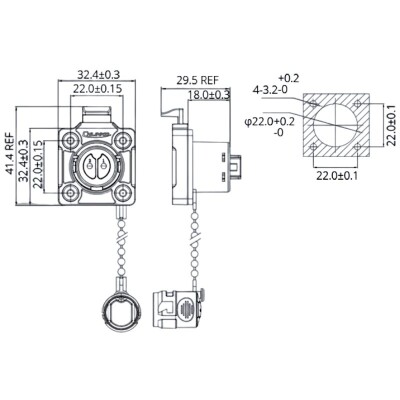 BD-20-J04SX-03-406A 4-Pin Su Geçirmez Konnektör - Dişi - 2