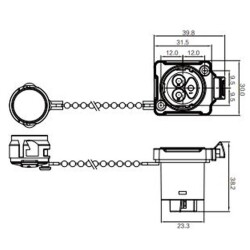 BD-24-J03SX-02-201A 3-Pin Su Geçirmez Konnektör - Dişi - 2