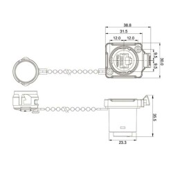 BD-24-J/RJ45/213/SX-42-201A Su Geçirmez Ethernet Konnektörü - Dişi - 2