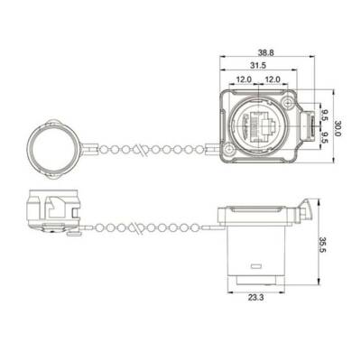 BD-24-J/RJ45/213/SX-42-201A Su Geçirmez Ethernet Konnektörü - Dişi - 2