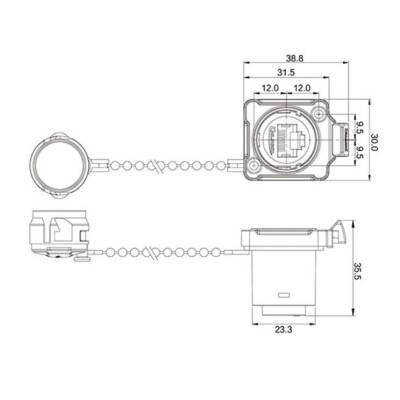 BD-24-J/RJ45/213/SX-43-201 Su Geçirmez Ethernet Konnektörü - Dişi - 2