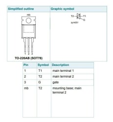 BT136 - TO220 4A 600V Triyak - 2