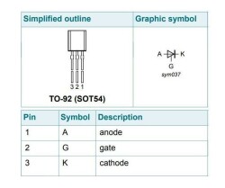 BT169D - TO92 0.8A 400V Thyristor - 2