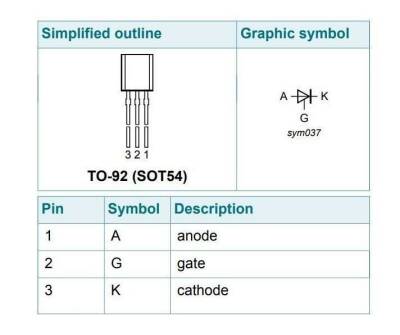 BT169D - TO92 0.8A 400V Thyristor - 2