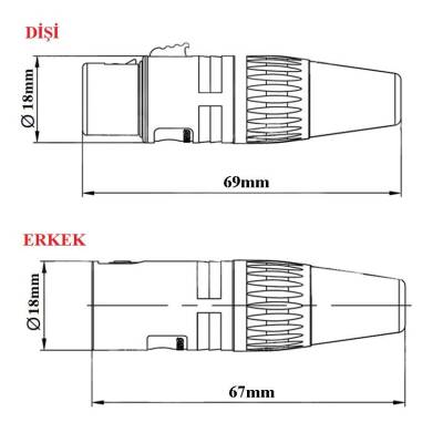 Canon / XLR 4 Pin Jack - Dişi - 2