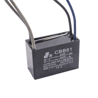 CBB61 2uF/3uF 450V Permanent Capacitor with Cable Box - 1