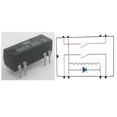 CMDA 200 12 Reed Relay Double Contact N/O 12VDC 0.5A - 2