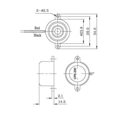 CPE-200 Circuit Buzzer 3-20V 73dB Siren 23.8mm - 4