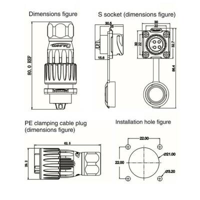 DH-20-C04PE-03-001 4-Pin Su Geçirmez Konnektör - Erkek - 2