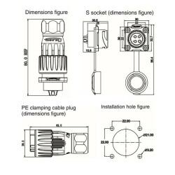 DH-20-C04PE-03-001 4-Pin Waterproof Connector - Male - 2