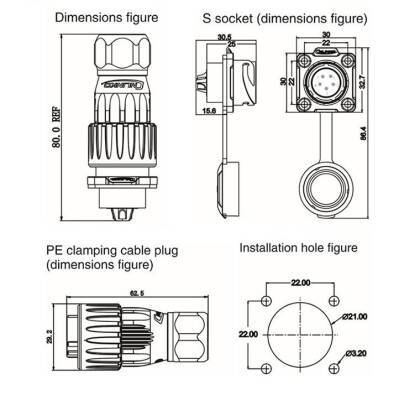 DH-20-C05PE-03-001 5-Pin Su Geçirmez Konnektör - Erkek - 2