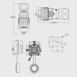 DH-20-C12PE-03-001 12-Pin Su Geçirmez Konnektör - Erkek - 2