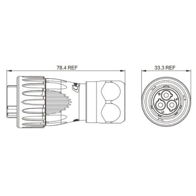 DH-24-C03PE-03-001 3-Pin Su Geçirmez Konnektör - Erkek - 2