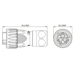 DH-24-C03PE-03-001 3-Pin Waterproof Connector - Male - 2