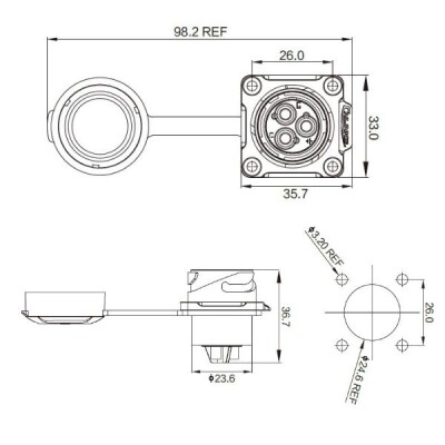 DH-24-C03SX-03-401 3-Pin Waterproof Connector - Male - 2