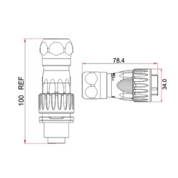 DH-24-C/RJ45/015/PE-43-001 Waterproof Ethernet Connector - Male - 2