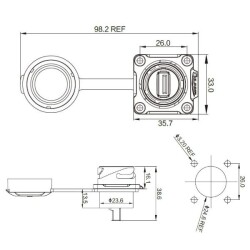 DH-24-J/USB3/213/SX-43-401 Su Geçirmez Data Konnektörü - Dişi - 2