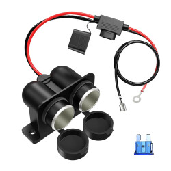 Double Female Vehicle Cigarette Lighter Socket 15A Fuse - 50cm Cable 