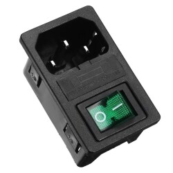 Earless Male Power Socket - With Green Light Switch 