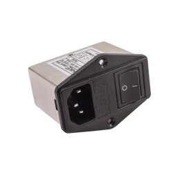 EMI Filter 10A Switched Male Power Socket - With Fuse Holder - 3