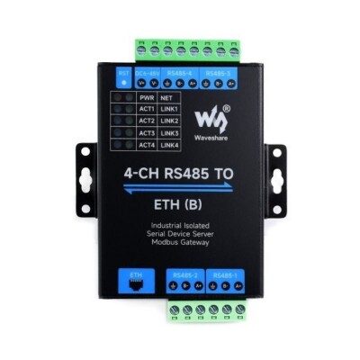 Endüstriyel 4 Kanal RS485 - RJ45 Ethernet Modülü - 1