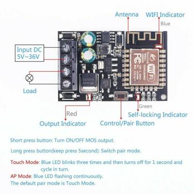 ESP-12F WIFI 5-36V Remote Control Module XY-WFMS - 3