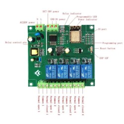 ESP8266 ESP-12F AC 90-250v / DC 7-30V 4 Kanal Wifi Röle Modülü - 4