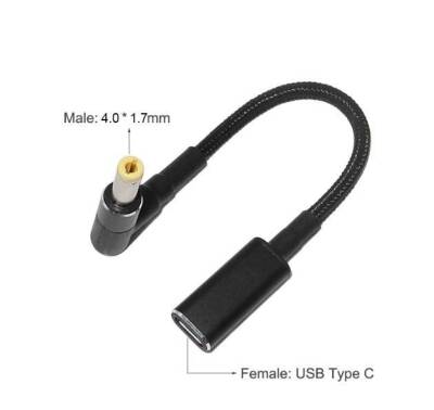 Female Type C to Male 4.0x1.7mm Jack Converter Cable Type-C to 4017 - 1