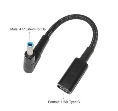 Female Type C to Male 4.5x0.6mm HP Converter Cable Type-C to 4506HP - 1