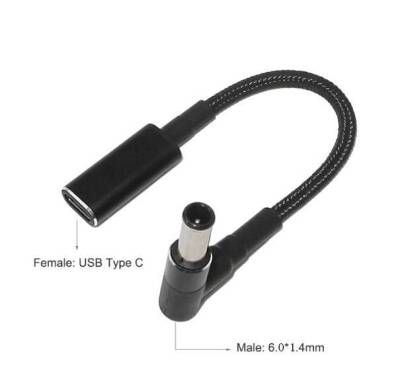 Female Type C to Male 6.0x1.4mm Jack Converter Cable Type-C to 6014 - 1