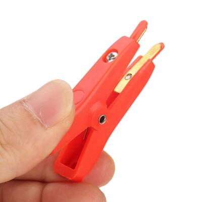 Gold Plated Small Test Clip - Red Crocodile - 1