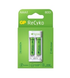 GP 2 Pack 800mAh AAA Rechargeable Battery + USB Charger - 1