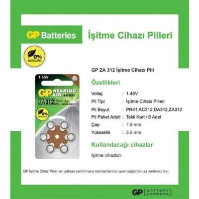 GP 6'lı 1.4 V İşitme Cihazı Kulaklık Pili - GPZA312 - 2