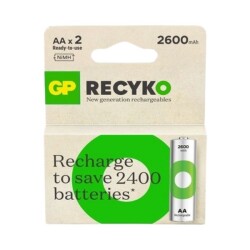 GP ReCyko+ 2 Pack 2600mAh AA Rechargeable Batteries 