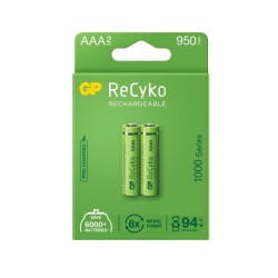 GP ReCyko+ 2 Pack 950mAh AAA Rechargeable Batteries - 1