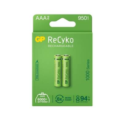 GP ReCyko+ 2 Pack 950mAh AAA Rechargeable Batteries - 1