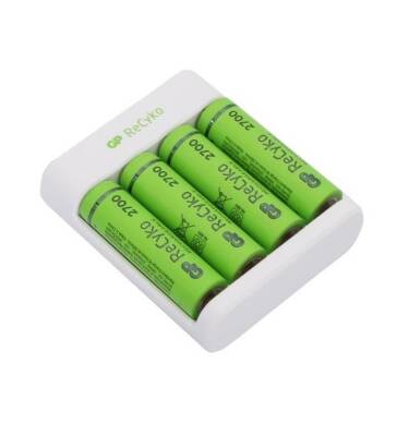 GP ReCyko+ 4 Packs 2700mAh AA Rechargeable Batteries + USB Battery Charger - 2