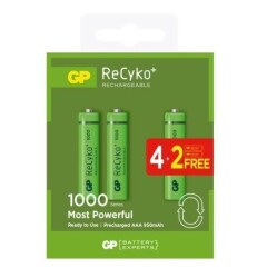 GP ReCyko+ 6 Packs 1000mAh AAA Rechargeable Batteries - 1