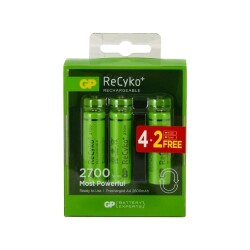 GP ReCyko+ 6 Packs 2700mAh AA Rechargeable Batteries 