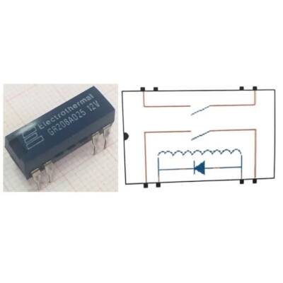 GR208-AD25-12V Reed Röle Çift Kontak N/O 12VDC 0.5A - 2