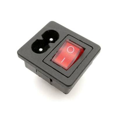 IEC320 2-Pin Male Power Socket - With Illuminated Switch - 1