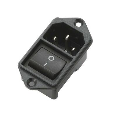 IEC320 Male Power Socket with Ear - Switched Without Fuse - 1