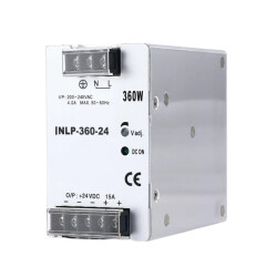 INLP-360-24 - 360W 24VDC 15A Raya Montajlı Güç Kaynağı 