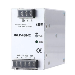 INLP-480-12 - 480W 12VDC 40A Raya Montajlı Güç Kaynağı 