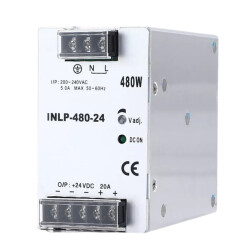 INLP-480-24 - 480W 24VDC 20A Raya Montajlı Güç Kaynağı 