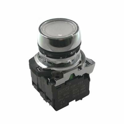 ISM-BW31M5 220V Illuminated Spring Metal Button - White - 1